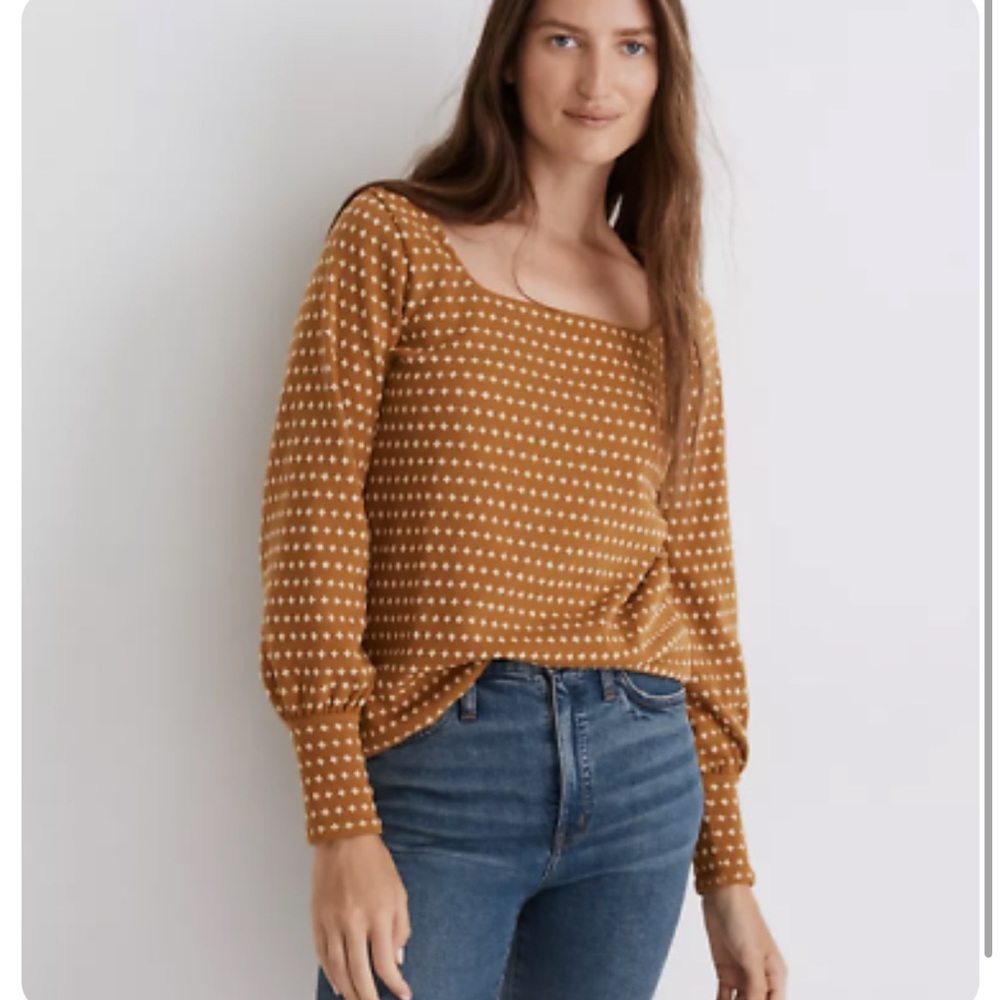 MADEWELL Floral Jacquard Square-Neck Top
